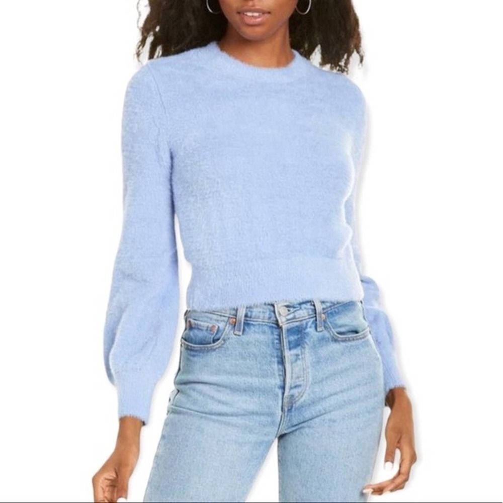 WAYF Fuzzy Sweater in Blue Size Medium